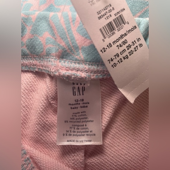 Baby Gap New Floral Pink Blue Joggers Size 12-18 Months - Picture 5 of 7